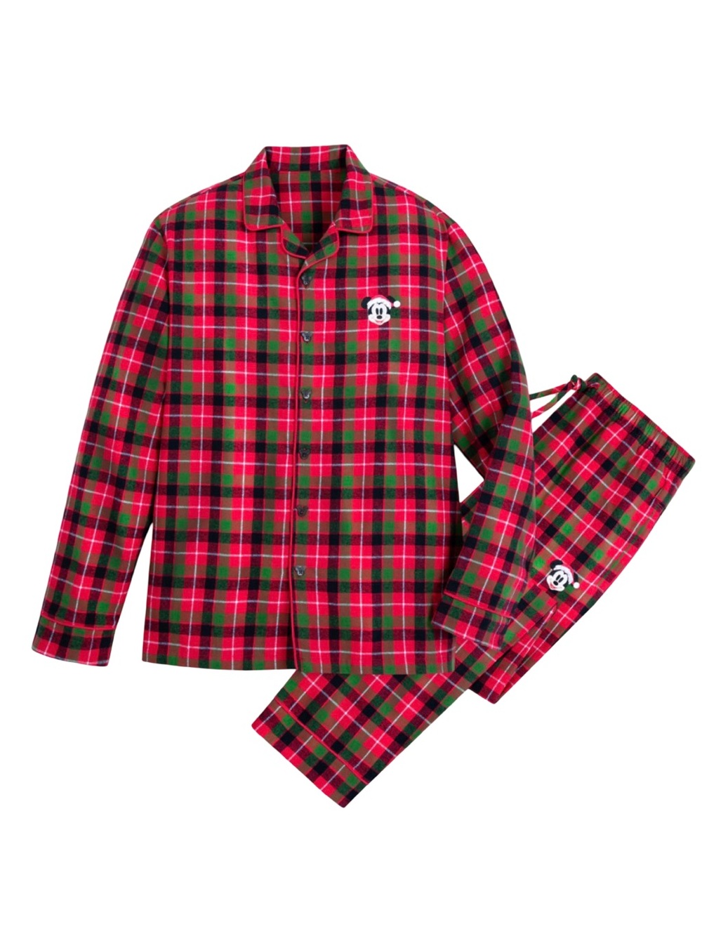 Disney Mickey Mouse Men's 3X Christmas Pajamas Plaid Flannel Holiday PJ Set NWT
